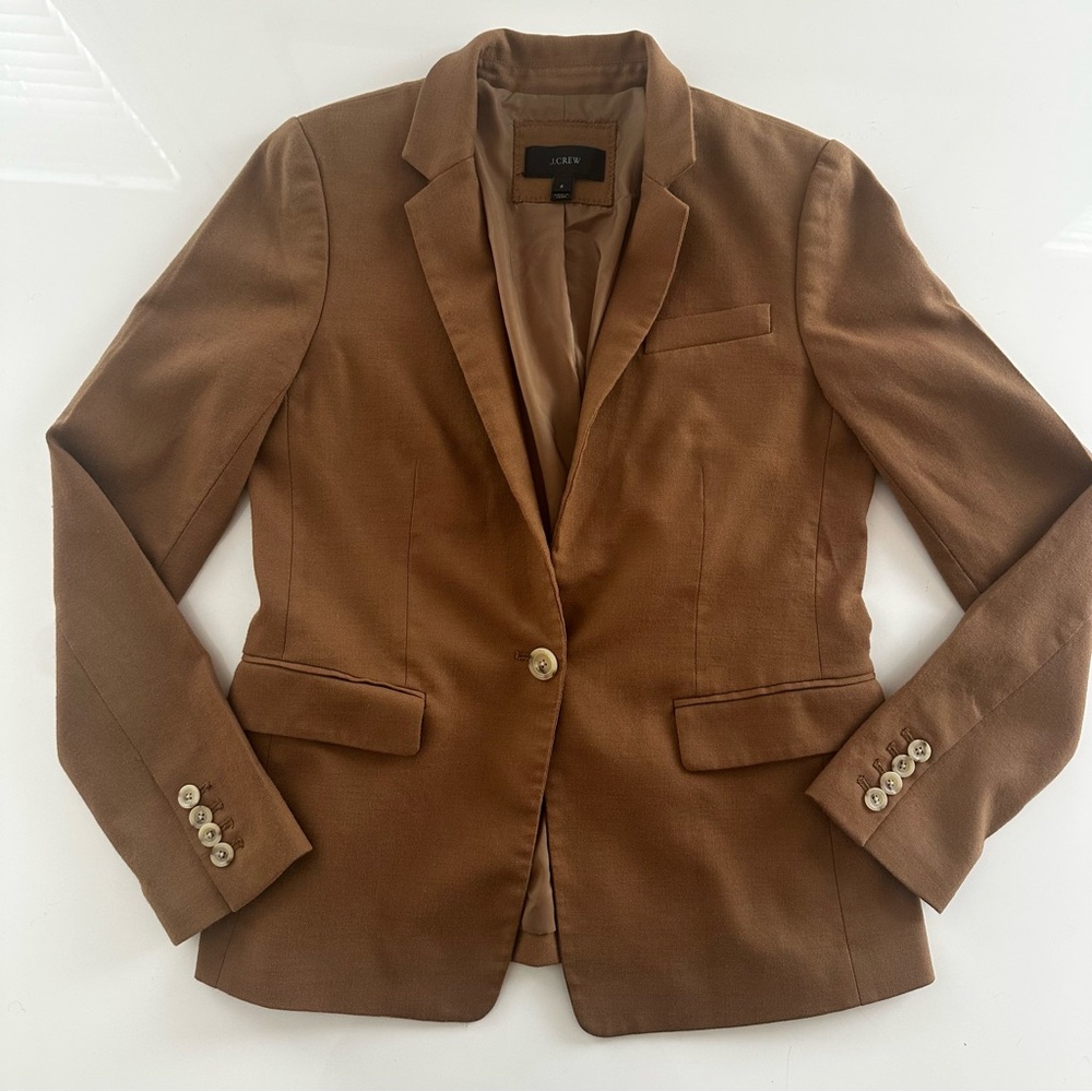 J. Crew Women's Camel Brown Tan Wool Single-Button Blazer